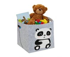Relaxdays Almacenamiento Fieltro para niÃ±os, Plegable, 33 x 34 x 32 cm, Cesta para Juguetes, Color Gris, 100%