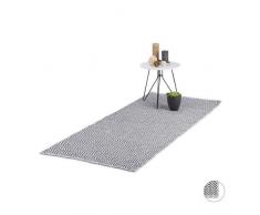 Relaxdays - Alfombra de Pasillo (100% algodón, Antideslizante, Hecha a Mano, 80 x 200 cm), Color Blanco y Negro