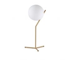 B·LED BARCELONA LED Lámpara de Mesa Elegante Moderna Dorada Angular con Bola de Cristal Blanco Opalino para Salón Mesita de Noche Dormitorio Cabecera