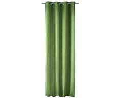 Homemaison HM69311-5 - Cortina opaca (poliéster y raso, 140 x 240 cm), diseño de rayas, color verde almendra