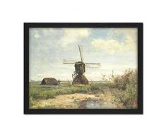 Paul Gabriel Sunny Day A Windmill On A Waterway Artwork Framed Wall Art Print 18X24 Inch Pablo Agua pared