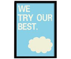 SuperStudio LO+DEMODA HCN2108-87 - Cuadro con marco, diseño We try our best, 33 x 43 cm, multicolor