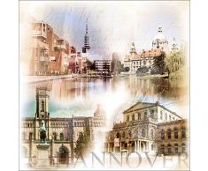 Pro-Art g1732a - Lienzo en impresión giclée (30 x 30 cm), diseño de la Ciudad de Hannover, Multicolor, 30 x 30 cm