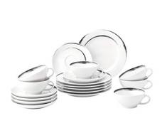 Seltmann Weiden 18 Piezas | Set para Personas | Serie Paso Blanco | Servicio Incluye Cada 6 Plato de Desayuno, Taza, platillo de té, 210 milliliters, Porcelana