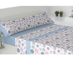 Todomueble Verona Juego de Sabanas Compuesto por Bajera, Encimera y Funda de Almohada, Mezcla De Algodón, Azul, 230 x 270 cm