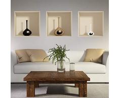 Ambiance Sticker Pegatinas Adhesivas Efecto 3D de jarrones Redondos â DecoraciÃ³n de Pared con Trampa de Ojos para habitaciÃ³n y salÃ³n â Lote de 3 Piezas 30 x 30 cm