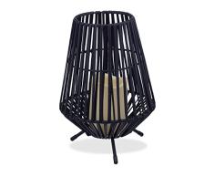 Relaxdays LÃ¡mpara Exterior con Led Mesa, Estilo RatÃ¡n, IluminaciÃ³n JardÃ­n, BalcÃ³n, Interior, InalÃ¡mbrica, 26x19cm, Negro, 60% Acero, 40% plÃ¡stico