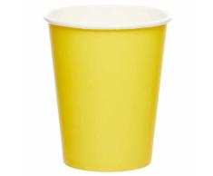 amscan 9915403-205-66 - Vasos de papel reciclables ecolÃ³gicos, color amarillo, paquete de 8