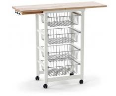 Arredamenti Italia Carrito de Cocina GASTONCINO, Madera - 4 cestas - Extensible - Color: Blanco Ar-It il Cuore del Legno