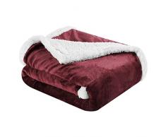 PETTI Artigiani Italiani Sofa, Cama, Manta Reversible, Lana y Microfibra, Muy Suave y Cálida, 100% Made in Italy,Burdeos, 150x200 cm