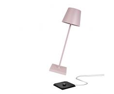 Zafferano Poldina Pro-LÃ¡mpara LED de Mesa Regulable de Aluminio, protecciÃ³n IP54, Uso en Interiores y Exteriores, estaciÃ³n de Carga de Contacto, Altura 38 cm, Enchufe de la UE (Rosa)