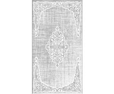 Homemania - Alfombra Estampada, 25% poliÃ©ster, 75% algodÃ³n, Gris, Blanco