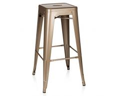 hjh OFFICE 645013 Taburete de Bar VANTAGGIO High Metal ChampÃ¡n, apilable, Acero Estable, Industrial Style