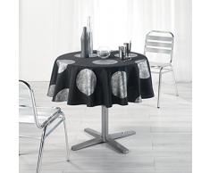 LHarmonie du decor - 1721297, Mantel Redondo, 180 Cm, Platine, Poliéster Estampado Plata, Negro