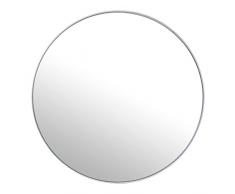 DRW Espejo de Pared Redondo de Metal y Trasera Madera DM en Blanco 80x1,5cm, INT. 78,5c