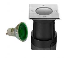 Orgon - Foco empotrable en el suelo (7 W, 230 V, cuadrado, plástico), color negro y verde
