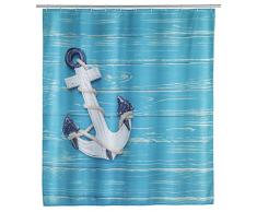 Wenko Aboard Lavable, Resistente al Agua Cortina de Ducha con 12 Anillas, poliéster, Multicolor, 180 x 200 x 0.1 cm