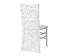 CV Linens CB_Payette_Wht Lentejuelas Chiavari Back Cover-38cm | Blanco | 1 Pc. Funda para Silla