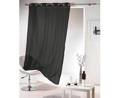 DOUCEUR DINTERIEUR 140 x 240 cm poliéster cortina traslúcida con arandelas de pelo de marta bandas de chenilla Mirano Noir, negro