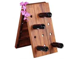 Wohnling wl1.770 Botellero de Madera sheesham, estantería para 24 Botellas, estantería de pie con Cadena Plegable, 55 x 40 x 72 cm