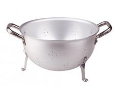 Ollas Agnelli Colador 3 Pies, Aluminio, semiesférica, con 2 Asas en Acero Inoxidable, Plata, 24 cm