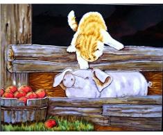 YH-Arts Pals Azulejos de cerámica de Granja,, 11 x 14