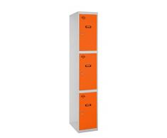 SimonRack SIMONLOCKER Prof. Mon. 3 Doors 1/3 400 GR/NA Taquilla Metalica, Gris/Naranja, Grande