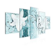 Runa Art imÃ¡genes flores lirios Wandbild 200 x 100 cm Vlies - lienzo XXL formato Wandbilder salÃ³n vivienda Deko Kunstdrucke azul 5 piezas - Made in Germany - listo para colgar 209451c