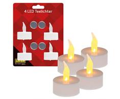 Idena 408998 - Velas de té LED, 4 piezas, velas eléctricas con luz parpadeante, pilas incluidas, decoración para bodas, fiestas, Navidad, Pascua, como luz de ambiente