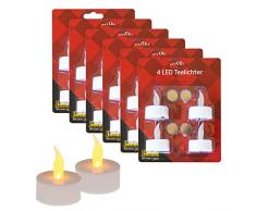 Idena 10124218 - Juego de velas de té LED, 24 piezas, velas eléctricas con luz parpadeante, pilas incluidas, decoración para bodas, fiestas, navidad, pascua, como luz de ambiente