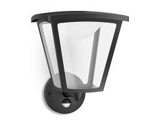 Philips myGarden Cottage - Aplique para exteriores LED, con sensor de movimiento, luz blanca cálida, 4.5 W, equivalente a 37 W, IP44, color negro