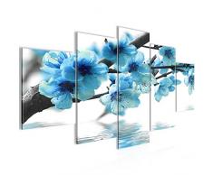 Runa Art imÃ¡genes flores Sakura Wandbild 200 x 100 cm Vlies - lienzo XXL formato Wandbilder salÃ³n vivienda Deko Kunstdrucke azul 5 piezas - Made in Germany - terminado de colgar 200251b
