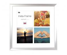 Inov8 16 x 40,64 cm Insta-Frame Marco para Instagram 4/de Estampado a Cuadros de Fotos con paspartú Blanco y Blanco con Borde, 2 Unidades, Plateado