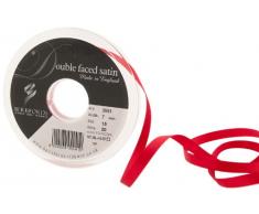 Cinta de satén a doble cara Berisfords 3501 de 20 m x 7 mm, color rojo