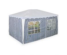 Relaxdays Laterales Carpa 3x4m, Set de 3, Impermeables, Cerramientos con Cierre de Contacto, Poliéster, Azul y Blanco, 200 x 400 x 0.1 cm