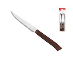 HOME 0 - Cuchillos para Carne de 11 cm, Paquete de 6 Unidades, Acero Inoxidable, marrÃ³n, 29 x 2 x 8 cm, 6 Unidades