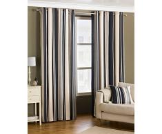 Broadway Negro y Crema diseÃ±o a Rayas con Ojales Cortinas 66Â x 72Â de caÃ­da, Color, Totalmente Forrado, Anillo Superior, Negro