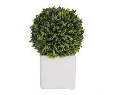 Aufora - Planta Artificial en Maceta Cuadrada Blanca, Blanco, Verde, 22 cm