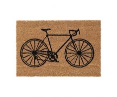Relaxdays Felpudo, Fibras de Coco, Bicicleta, Interior, Exterior, Antideslizante, Tapete Puerta, 60x40 cm, Negro/MarrÃ³n, Cloruro de polivinilo