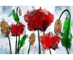 Legendarte PL-113 Cuadro Amapolas de Acuarela. ImpresiÃ³n Digital sobre Lienzo, Multicolor, 50x70