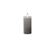 Konstsmide Vela LED de Cera Real, Color Blanco, con Llama 3D y Cristales, con Temporizador de 4 h y 8 h, 1 diodo cálido Parpadeante, Funciona con Pilas, Interior, 2 x C 1,5 V (no incluida)