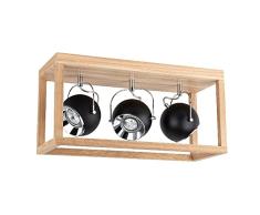 Homemania HOMBR_0130 Aplique de Pared Foco Cubos Ii, Madera, Metal, Negro, 25 x 20 x 52