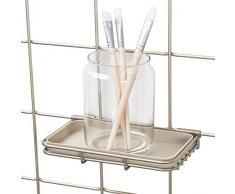 iDesign Estante adicional para sistema modular, balda pequeña de metal para organizador colgante de cocina y oficina, portalápices o jabonera para rejilla de pared, plateado mate