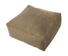 Puf de Poliester con Dibujos en Gris y Dorado 60x60x25cm