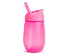 Munchkin Vaso con pajita Simple Clean, 10 oz/296 ml, pack de 1, Rosa