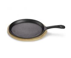 ECHTWERK SartÃ©n para servir de hierro fundido, mini sartenes con tabla de servir, sartÃ©n pequeÃ±a, ya quemada, apta para horno, barbacoa, barbacoa e inducciÃ³n, diÃ¡metro 24 x 17,7 cm