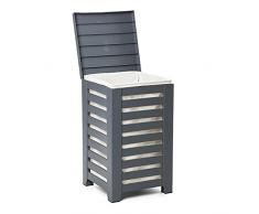 TATAY Cesto de Ropa Lombok, 55L de Capacidad, de Polipropileno, Libre de BPA, con Tapa, Color Gris, Medidas: 34 x 34 x 58 cm