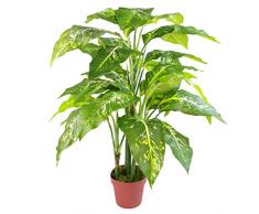 Leaf Planta Artificial con Forma de Hoja de 100 cm de Aglaonema de Zorro (Maceta de plástico Liso)
