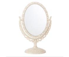 Desconocido Schones Geschaft - Espejo de Maquillaje de Mesa de 2 Lados, Espejo Giratorio Vintage para tocador, Espejo cosmético, Espejo de Belleza para baño, Dormitorio, vestidor (Beige)