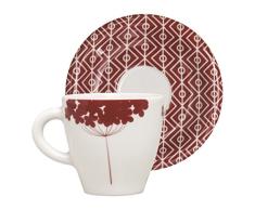 Excelsa magatama Taza CafÃ© con Platillo, Porcelana, 10Â cl Rojo pÃºrpura, 6Â x 6Â x 6.2Â cm